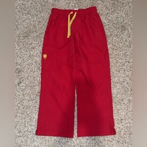 red WonderWink sporty cargo scrub pants